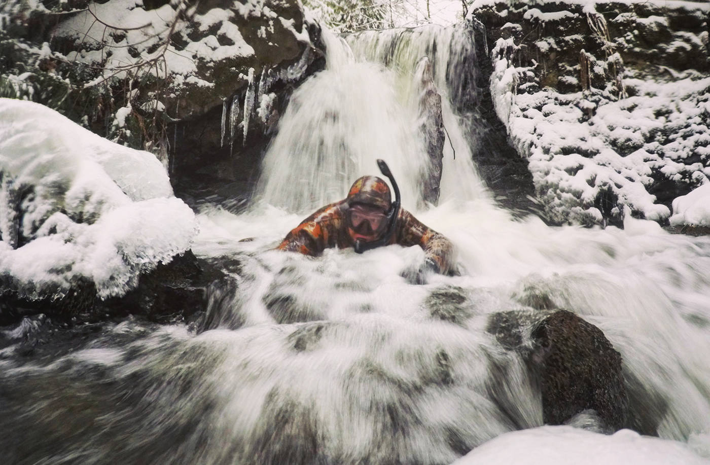 Chris Walling spent some time during last week’s snowstorm ‘searching for steelhead in a secret location on the East coast of Vancouver island.’ Photo submitted
