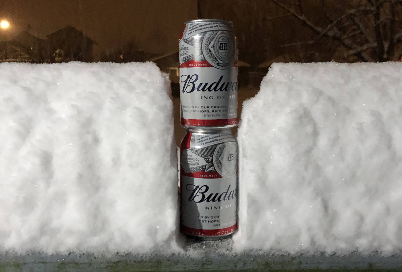 Melanie Archibald was measuring the snow accumulation on her stoop. At this point on Wednesday night, it had snowed about 1.6 Budweisers. Photo submitted