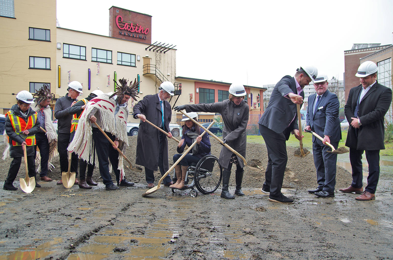 A ground-breaking ceremony was held for the Courtyard by Marriott hotel on Gordon Street in downtown Nanaimo on Wednesday. (Chris Bush/News Bulletin)