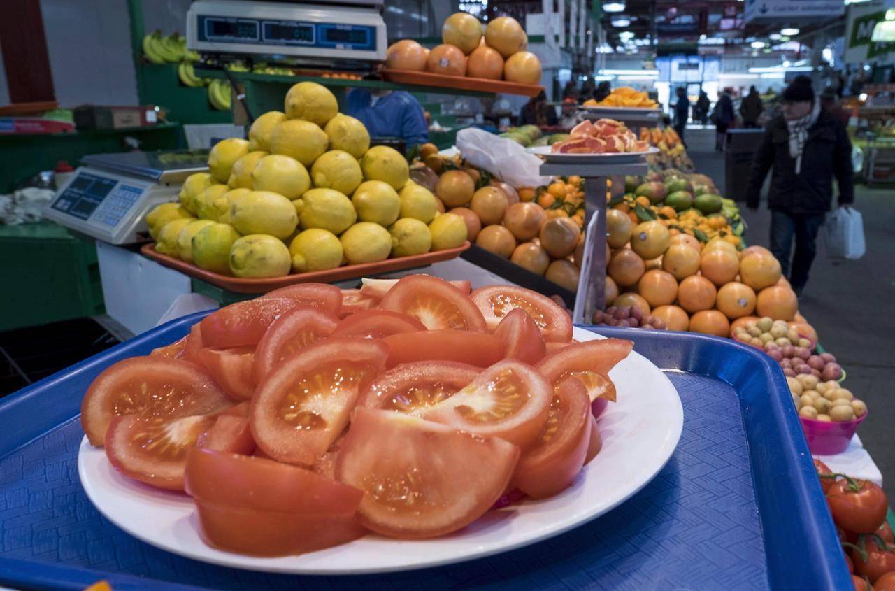 Sample tomatoes are seen at the Jean Talon Market, Monday, January 11, 2016 in Montreal. THE CANADIAN PRESS/Paul Chiasson