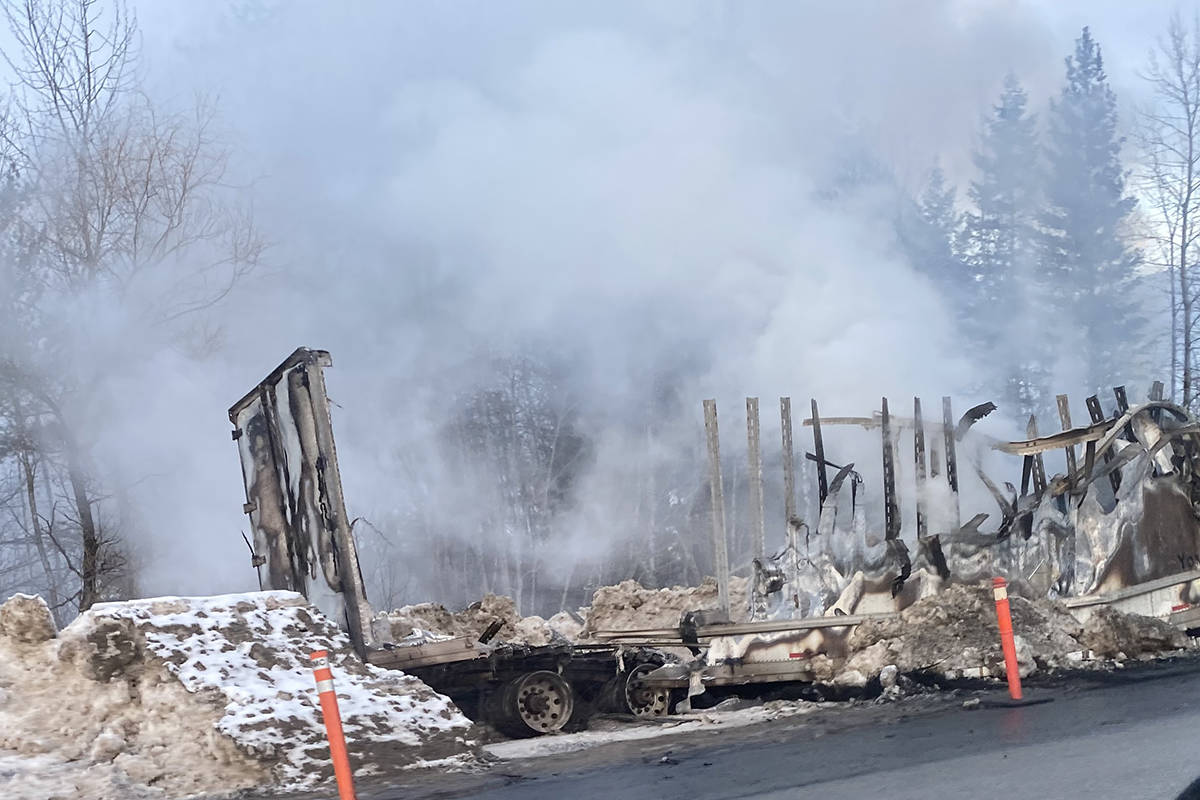 The wreckage of the incident at around 5 p.m. Feb. 22. (Jocelyn Doll/Revelstoke Review)