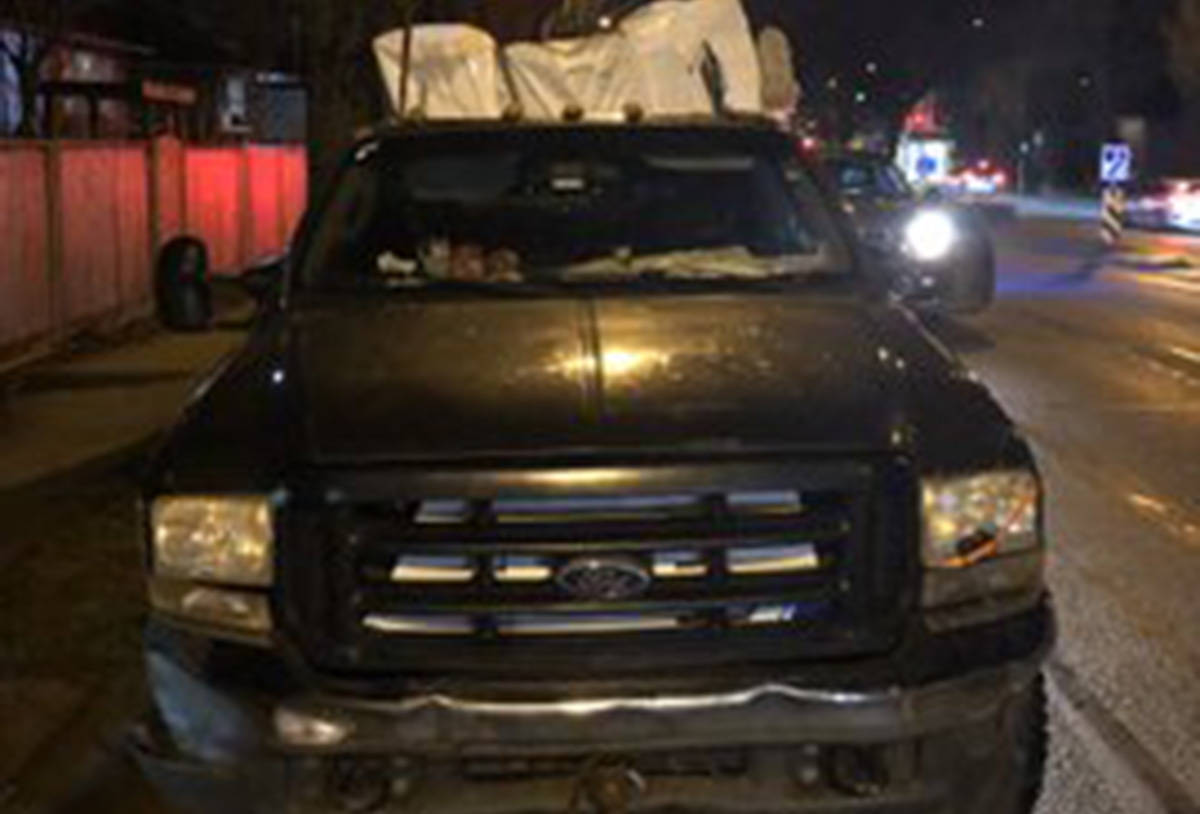 A driver has lost their truck and has been fined nearly $2,000 after being pulled over by Vancouver police on Feb. 24, 2020. (Sgt. Mark Christensen/Twitter)