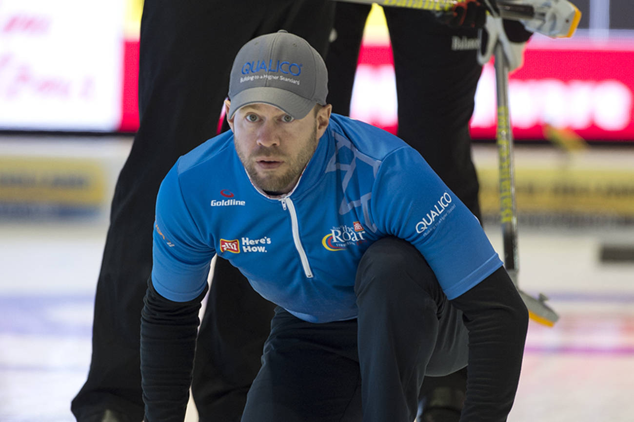 Vernon’s Jim Cotter fell to 1-4 at the Tim Hortons Brier in Kingston, Ont. Tuesday, March 3, with a 6-3 loss to New Brunswick. (Curling Canada/Michael Burns File)