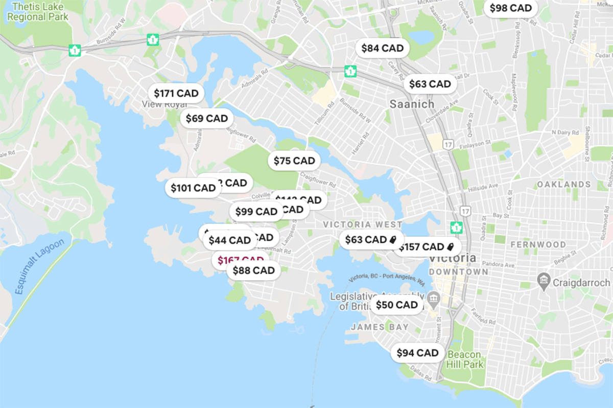 More than 100 homes are listed on AirBnB in Esquimalt. All of them are listed illegally. (Screenshot/Airbnb.com)
