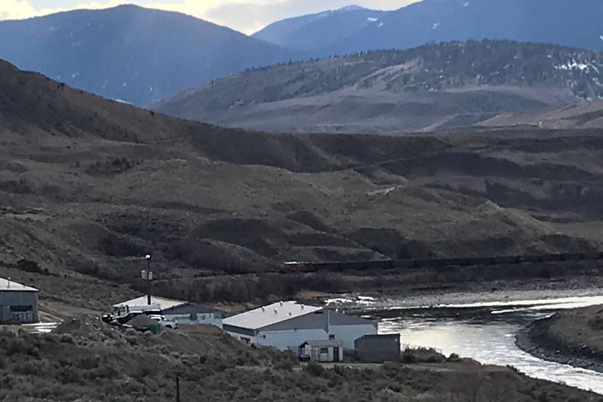 A CP train stopped near the site of an incident west of Ashcroft in which one person was struck by a train on the afternoon of March 6. (Photo credit: Barbara Roden)