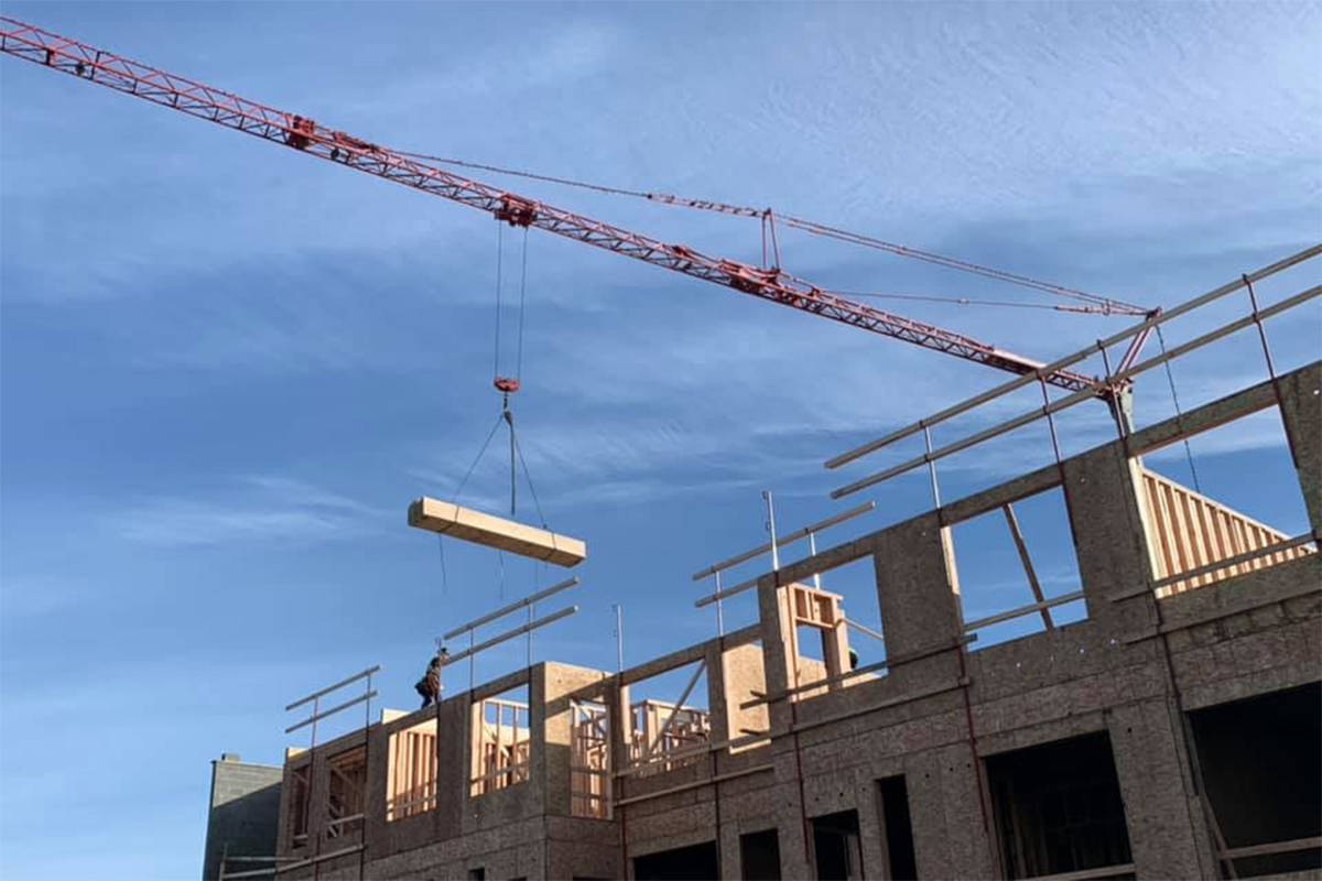 Construction at Five Corners in February, 2020. Algra Bros. announced on March 22 that construction is shut down as of March 23 at the downtown Chilliwack site, and the company is urging its colleagues in the industry to do the same. (Paul Henderson/ The Progress)