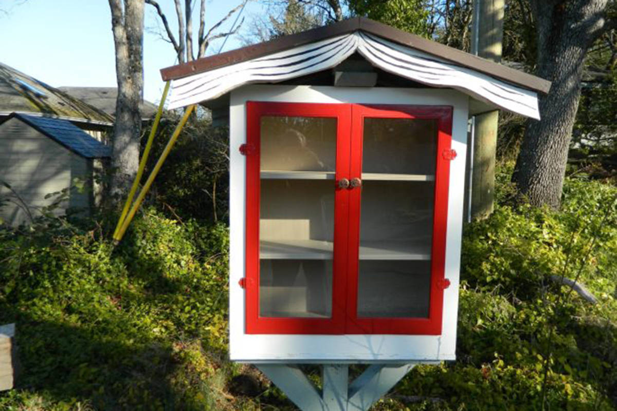 A little free library with barren shelves after books were pulled due to COVID-19. (File Contributed/ victoriaplacemaking.ca)