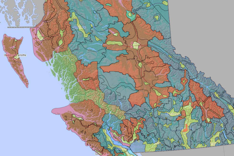 Areas in yellow indicate high smoke sensitivity areas where open burning restrictions are in place to decrease susceptibility to COVID-19. (Interactive Venting Index)