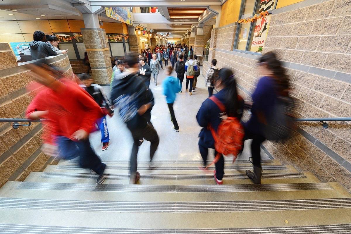 Students at a B.C. high school: schools are technically open as of March 30, but most students will be learning from home. (Black Press files)