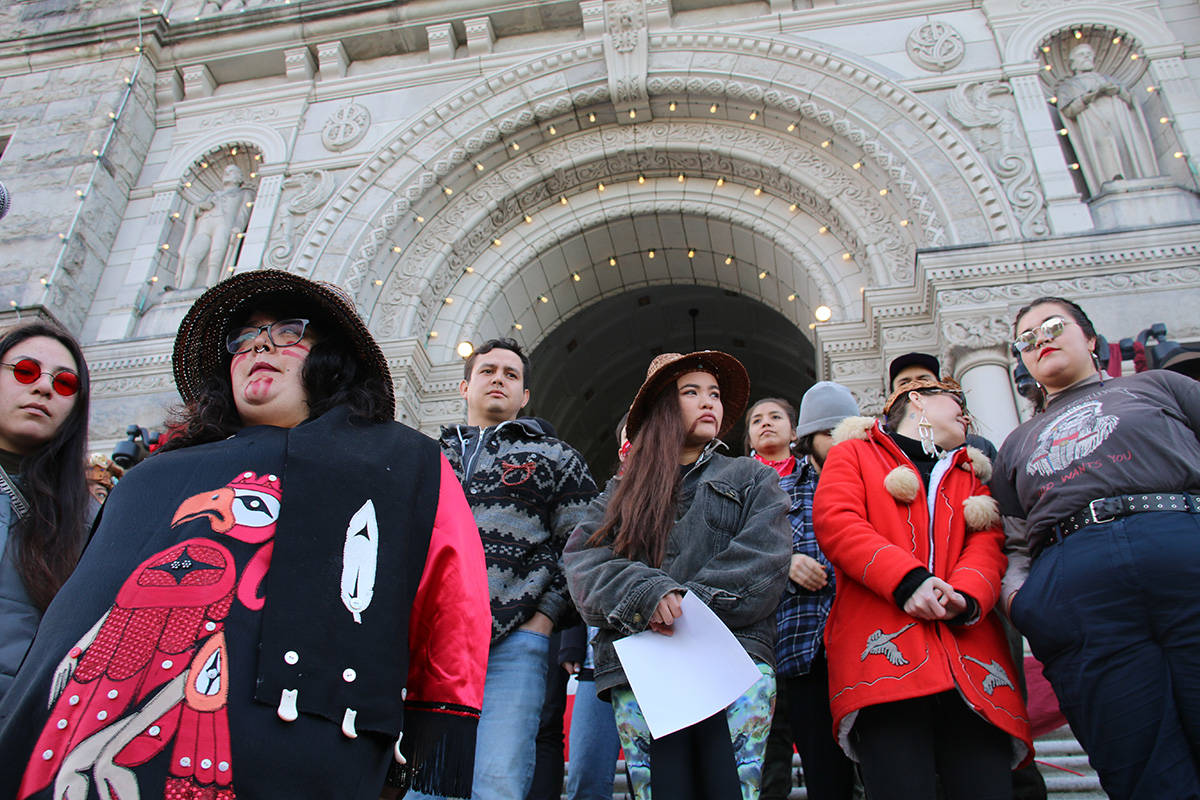 Hundreds of people attended the Indigenous youth’s press conference. (Black Press Media file photo)