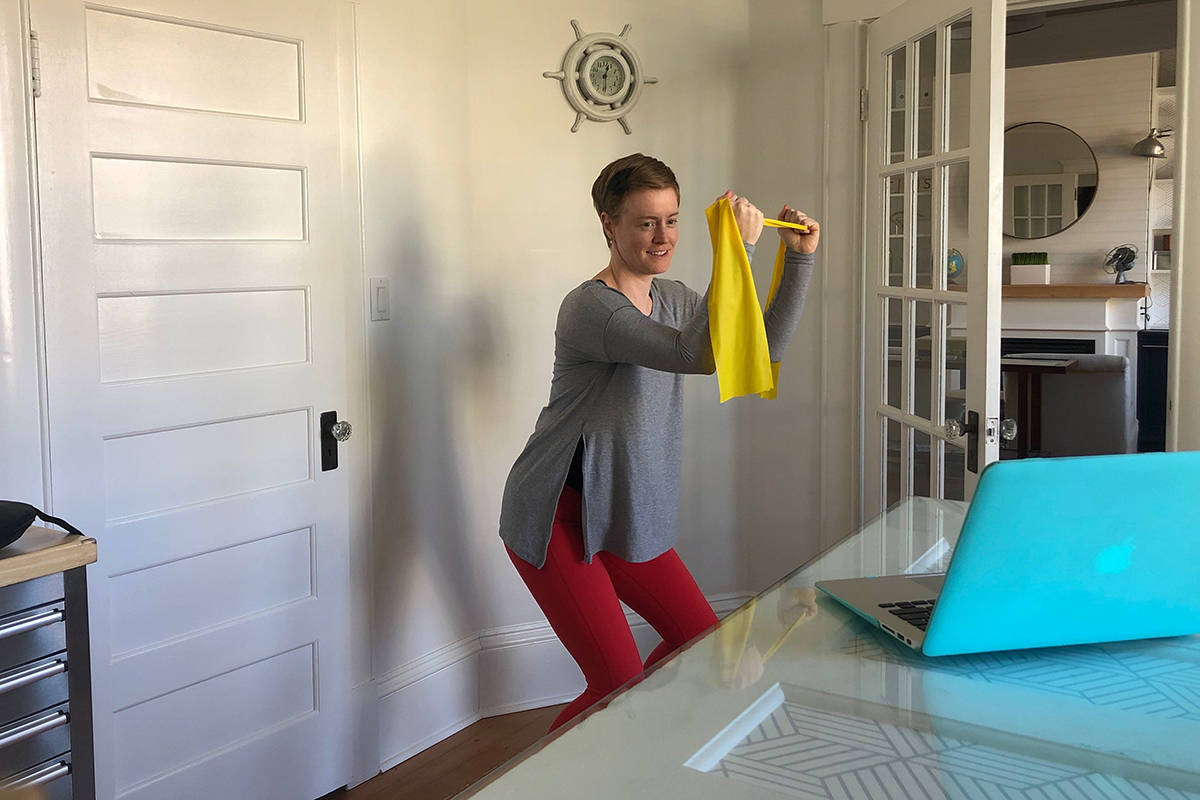 Beth Bates, physiotherapist and co-owner at Lab Health Physio, performs tele-rehabilitation services during the COVID-19 pandemic. Lab Health was offering the service for free before April 2. (File contributed/ Mark Dale)