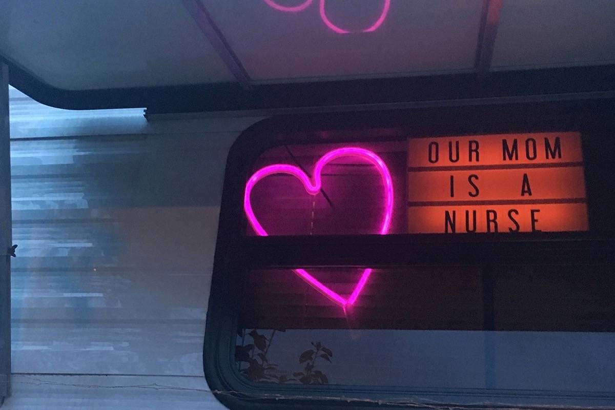 Marcia Kent’s trailer on her Qualicum Beach property that her children and husband decorated. (Submitted photo)