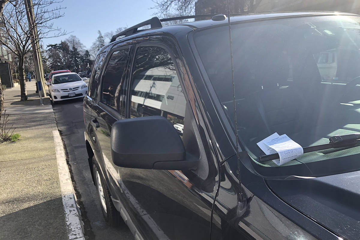 Parking tickets are issued everyday in Victoria – but some people have yet to realize Sunday street parking is no longer free. (Nicole Crescenzi/News Staff)