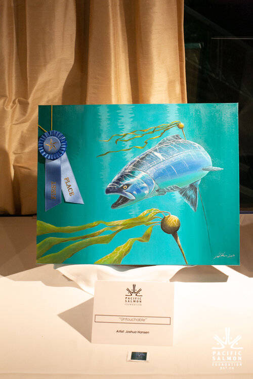 The winning painting of the 2020/2021 Pacific Salmon Foundation’s stamp contest. Photo supplied by Joshua Hansen.