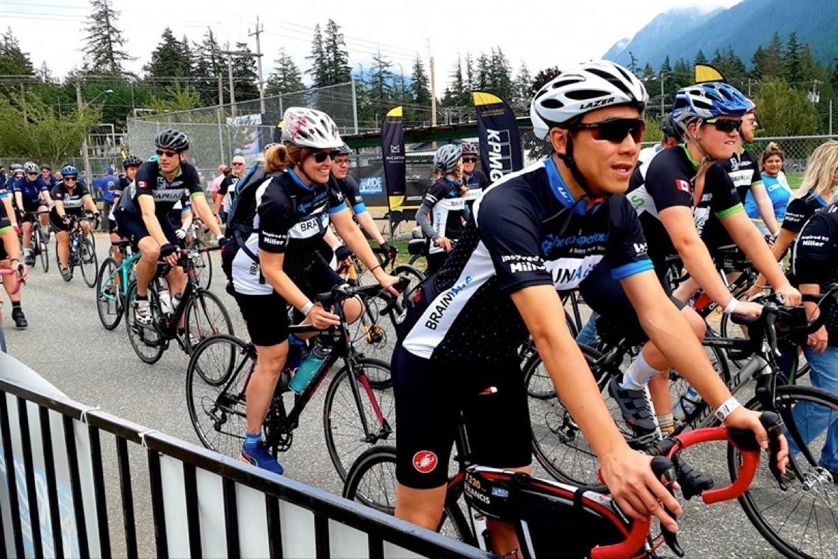 Cyclist arrived by the hundreds at the end of the Ride to Conquer Cancer in Hope in 2019. Chris Duchaine/ Black Press