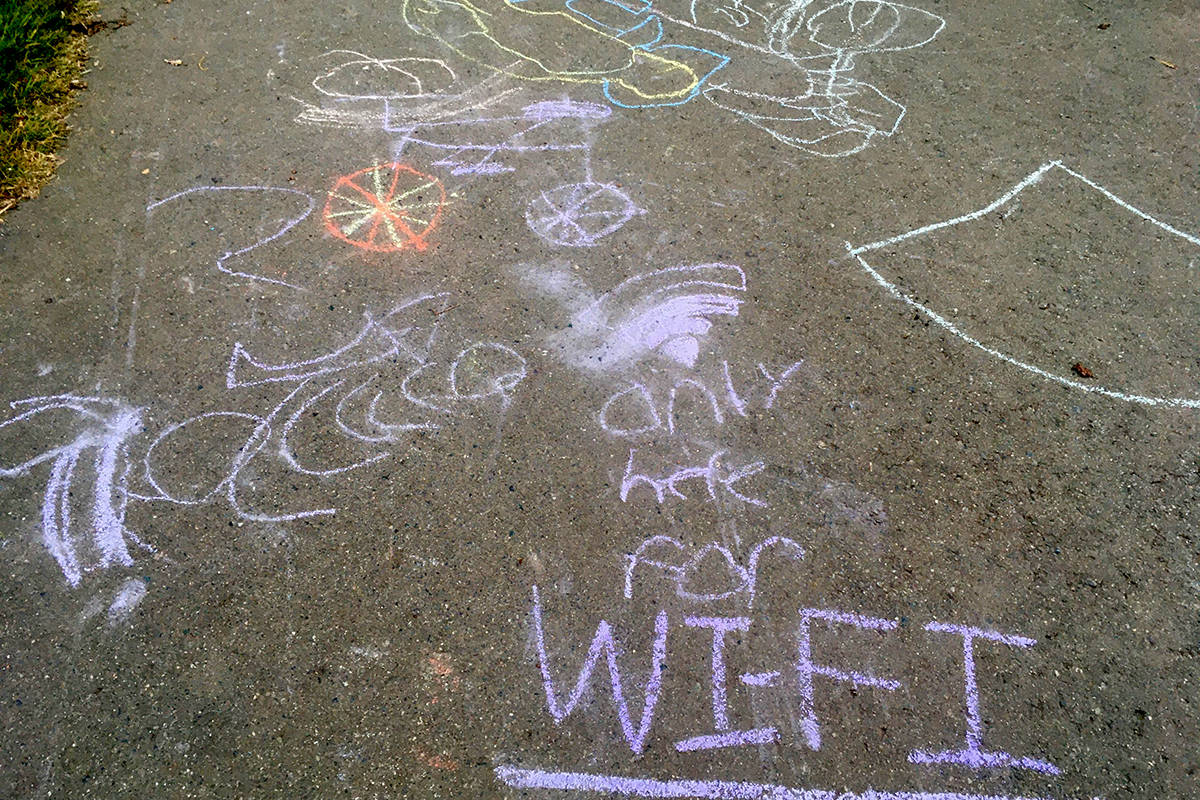 Messages can vary as the Greater Victoria Placemaking Network launches its ‘Chalk Your Block’ initiative. (Christine van Reeuwyk/News Staff)