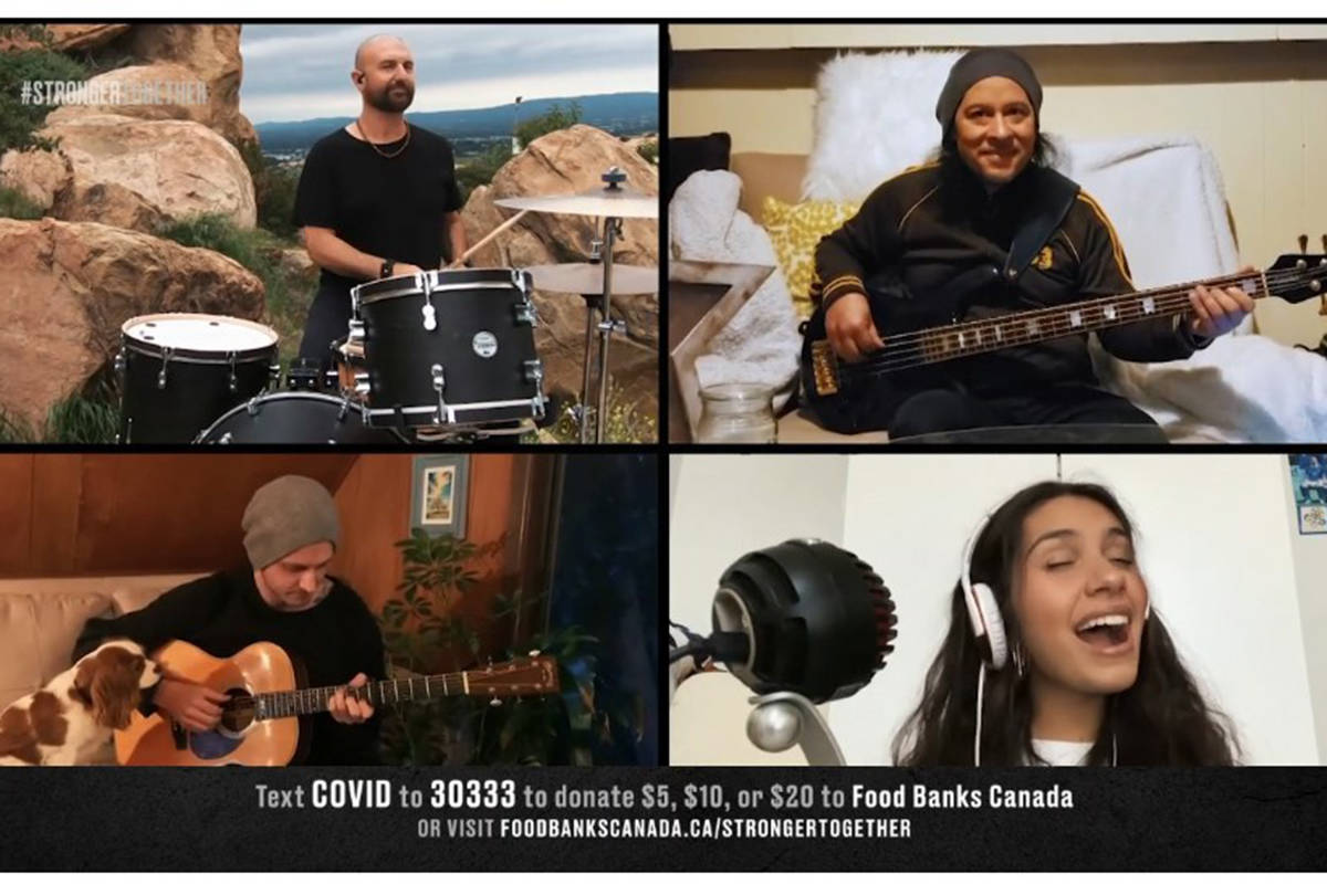 Alessia Cara and her band perform during “Stronger Together, Tous Ensemble” an online Canadian COVID-19 broadcast benefit event in support of frontline workers and Food Banks Canada in this image taken from video. THE CANADIAN PRESS/HO, Stronger Together, Tous Ensemble