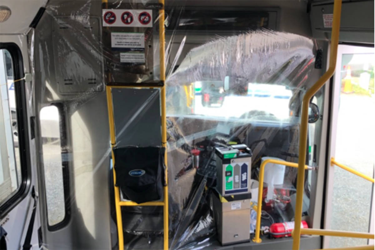 BC Transit is putting vinyl shields up on its smaller buses to limit drivers’ exposure to COVID-19. (File contributed/ BC Transit)