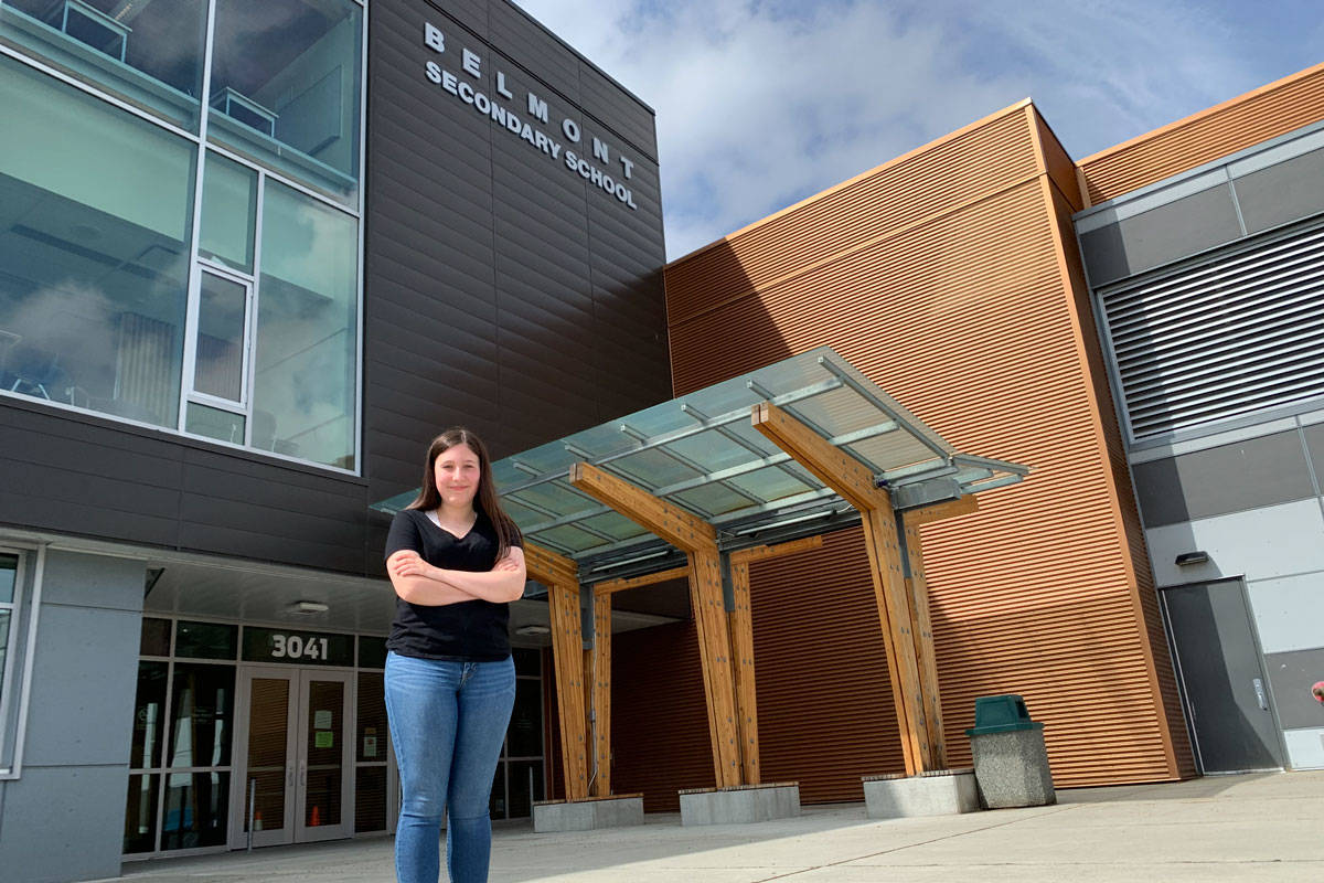 Brianna Gruber, a grade 12 student at Belmont Secondary, started a petition to have an in-person graduation ceremony rather than a virtual one. She said she has come up with ideas to ensure the ceremony would follow provincial orders in light of COVID-19. (Shalu Mehta/News Staff)