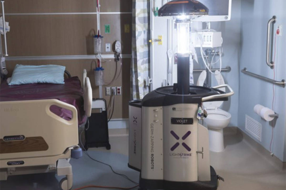 Royal Columbian Hospital announced Wednesday, May 20, that it is enlisting another weapon in its fight against COVID-19: germ-killing robots. (RCH Foundation/Contributed)