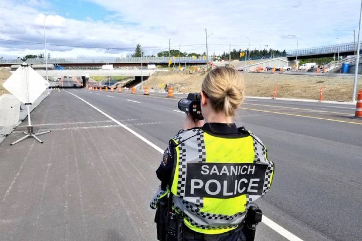 Saanich police have issued 90 tickets for excessive speeding since January 2020. (Saanich Police Traffic Safety Unit/Twitter)