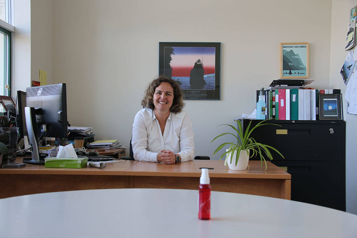 Principal Gillian Bruan has set up her office to allow for six feet of distance between her and anyone else. (Kendra Crighton/News Staff)