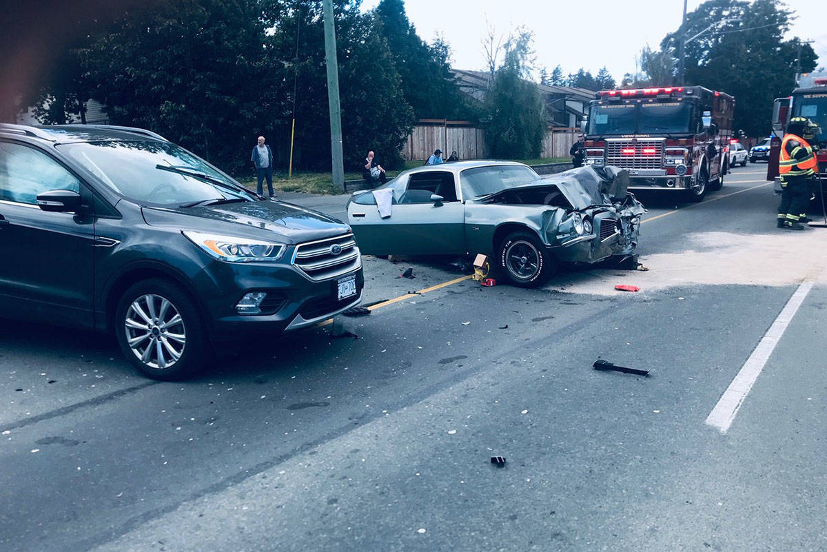 A serious crash in View Royal on Sunday sent several people to hospital. (Courtesy of Paul Hurst)