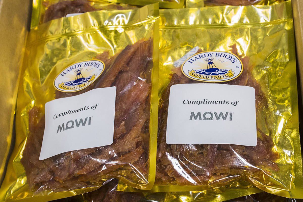 Smoked salmon was included in the latest Mowi donation to the Campbell River Food Bank. Photo by Marissa Tiel – Campbell River Mirror