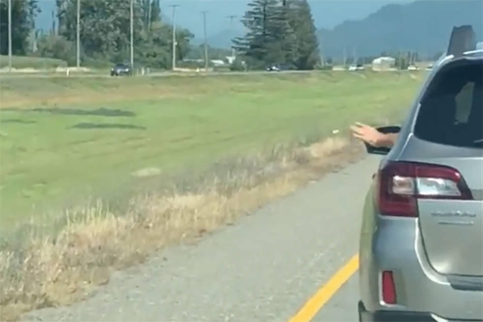 A video of a driver flicking what appears to be a cigarette out the window prompted outrage online in 2018. (screenshot)