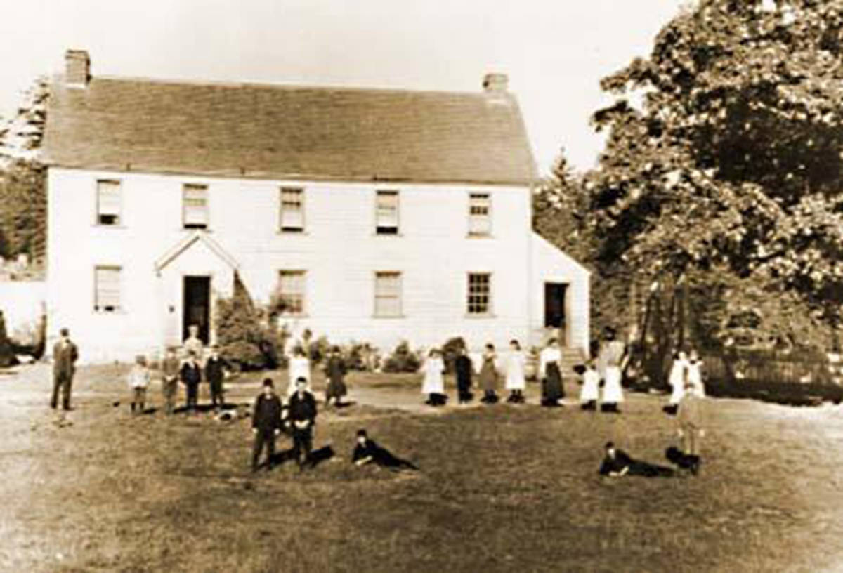 The Craigflower Schoolhouse as it was in the late 19th century, built for children from nearby Craigflower Farm. The federal and provincial governments are helping to fund a community centre on the Craigflower Manor property. (BC Heritage Branch photo)