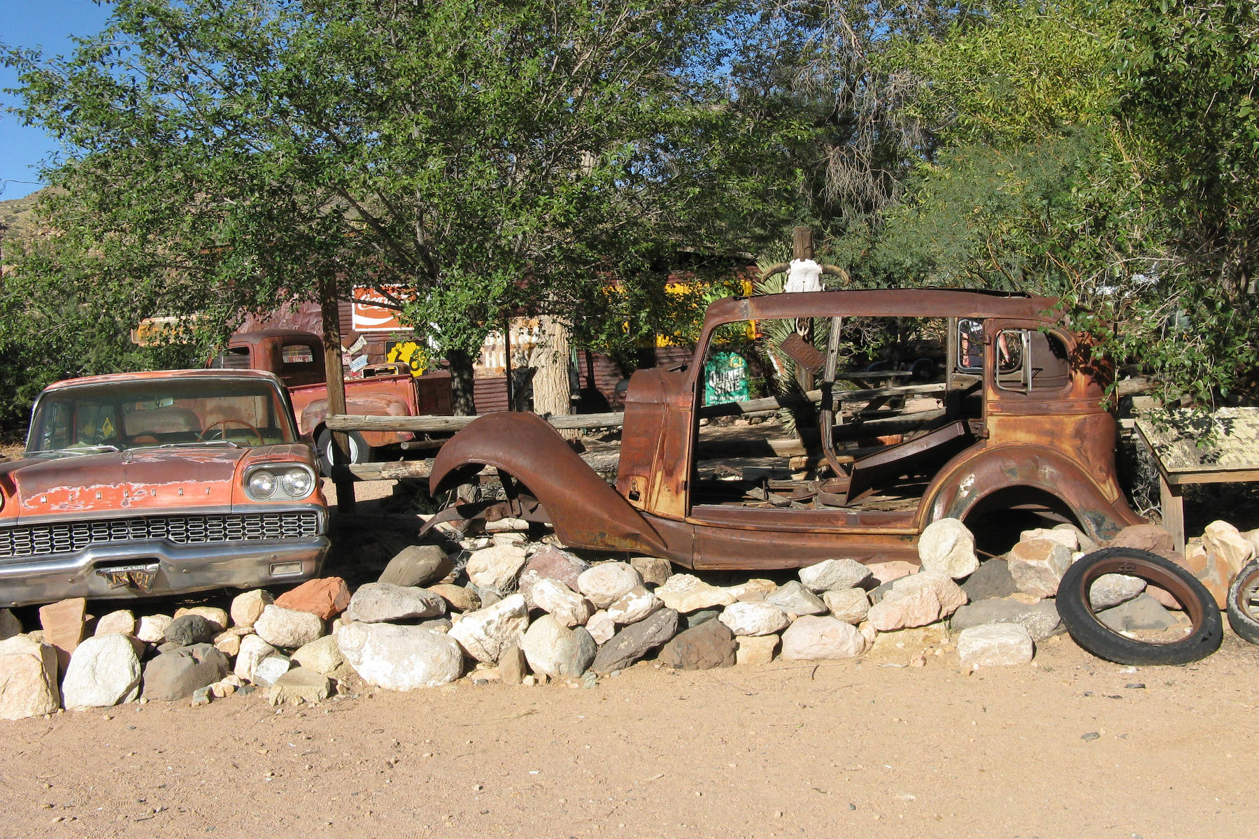 Old cars are on display at the Hackberry General Store in Arizona. The general store is along a famous highway. Do you know the name of this highway? (John Arendt - Black Press)