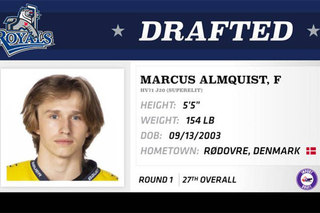 Danish forward Marcus Almquist, 17, was drafted to the Victoria Royals. (Victoria Royals/Twitter)