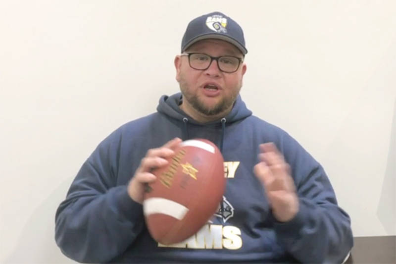 Rams head coach Howie Zaron, seen here in a team training video, has been charged with possession of cocaine for the purpose of trafficking. He says he is innocent. (Facebook image)