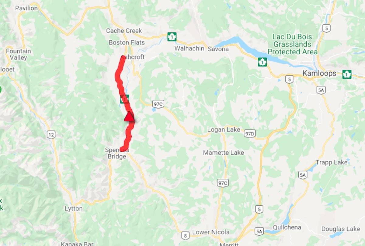 Ashcroft RCMP and Emergency Services responded to a fatal collision on Highway 1 near Basque Road, south of Ashcroft, BC. (Contributed)