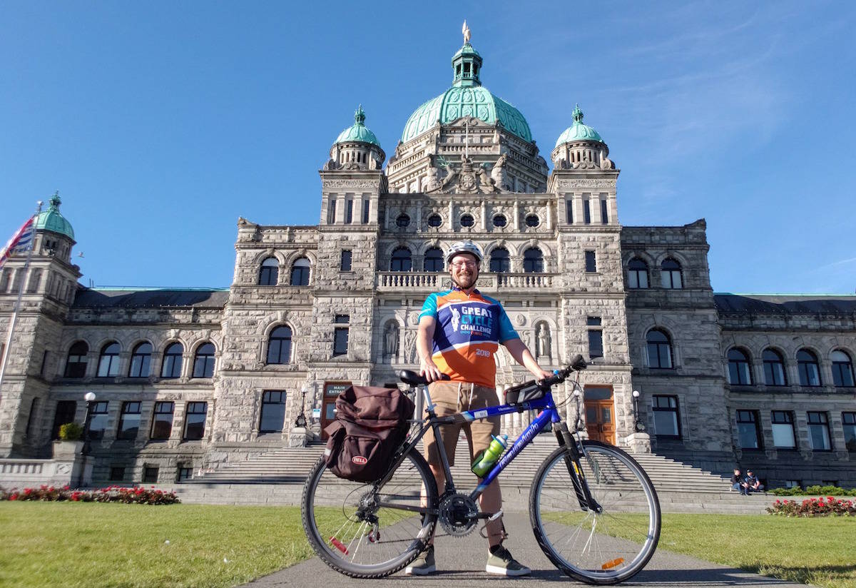 Colwood’as Clinton Myers will be biking 400 kilometres this month to raise funds to fight childhood cancer. (Courtesy of Clinton Myers)