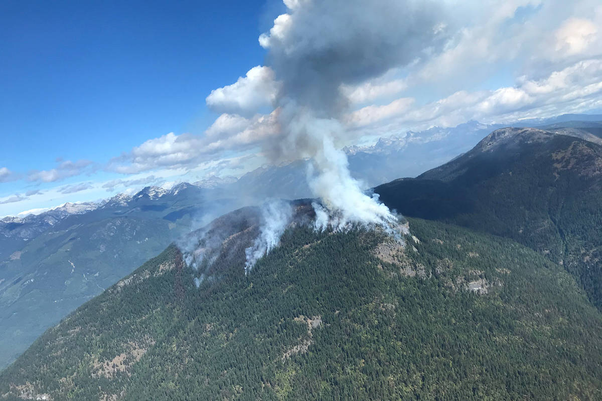 The Talbot Creek wildfire in the Slocan Valley on Saturday, Aug. 22, 2020. (BC Wildfire Service)