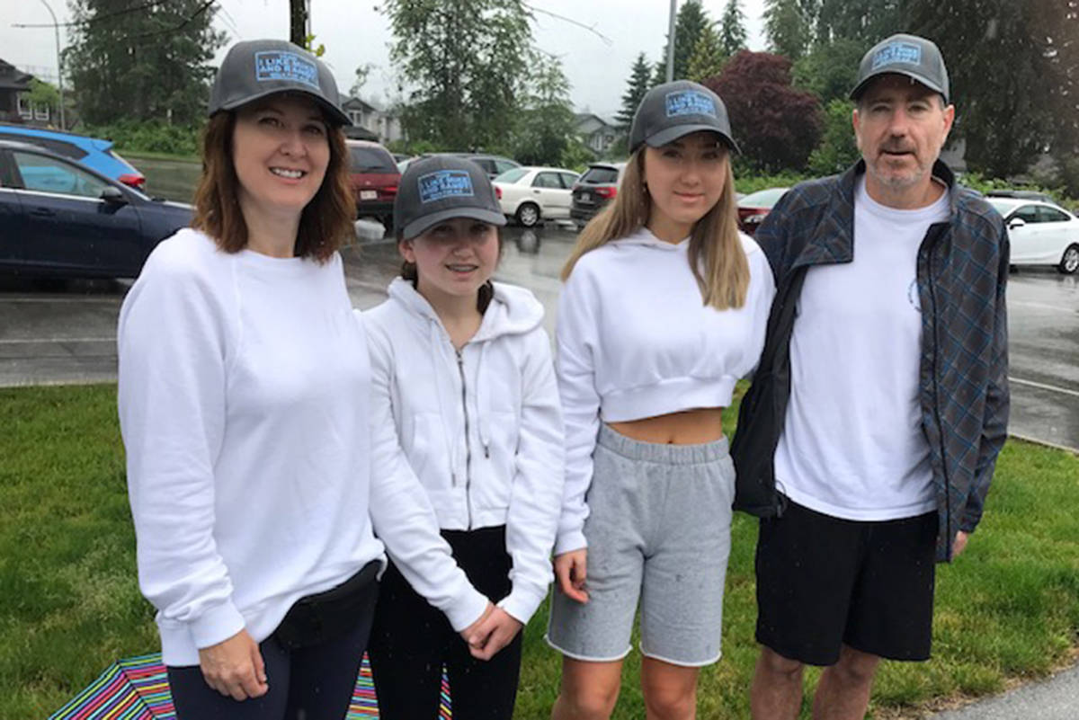 Rob and Traci MacLean pose with their daughters at the ALS walk at Merkely Park in Maple Ridge Saturday, June 20. (Special to THE NEWS)
