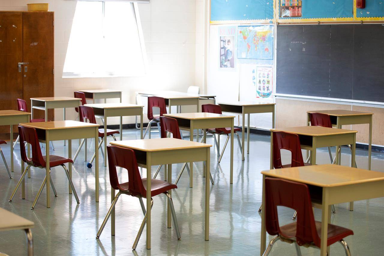 A physically distanced classroom is seen at Kensington Community School amidst the COVID-19 pandemic on Tuesday, September 1, 2020. THE CANADIAN PRESS/Carlos Osorio