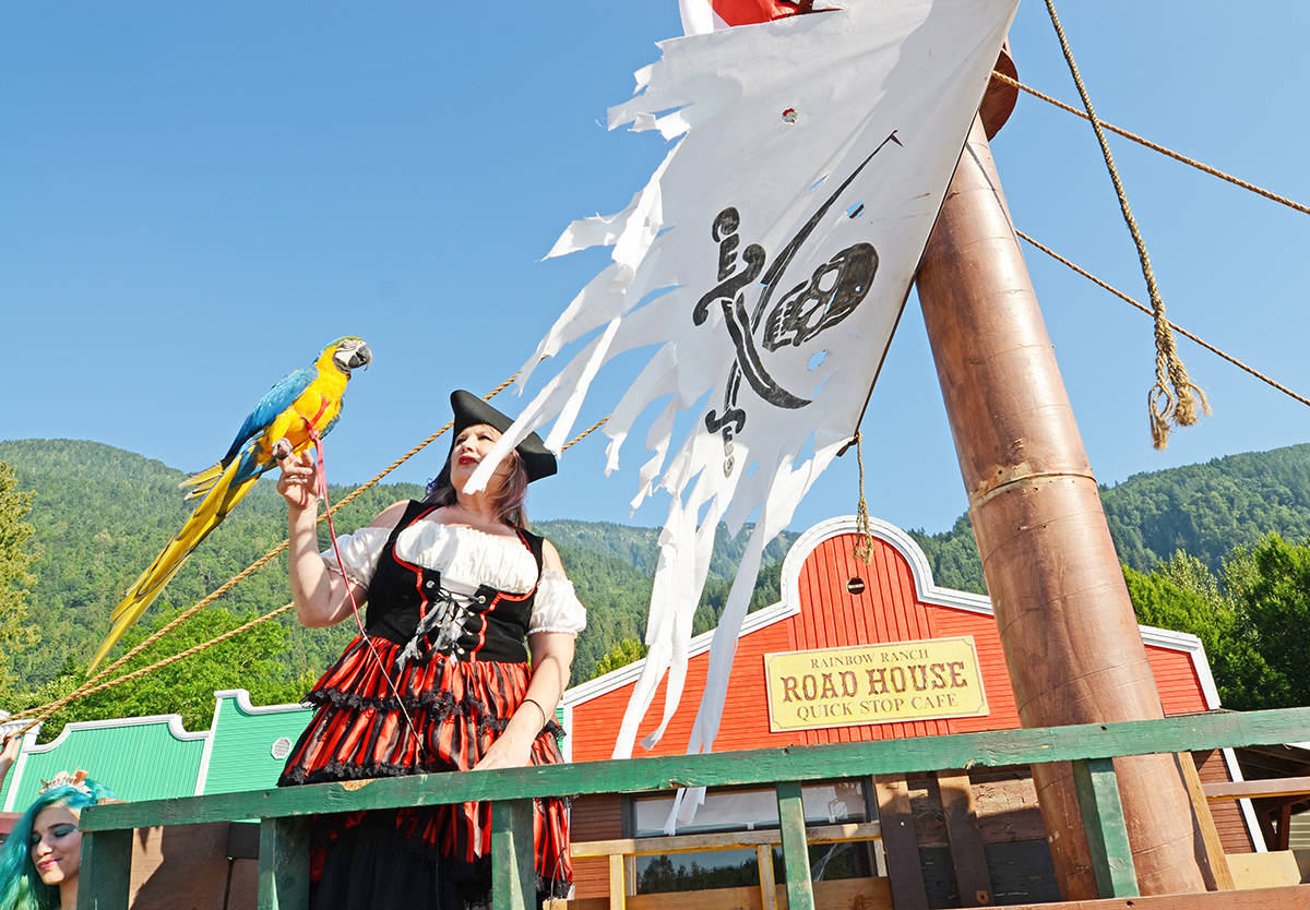 Saturday, Sept. 19, 2020 is International Talk Like a Pirate Day. Pictured here on July 5, 2017 is Jeannie Savard who dressed up like a pirate for her attraction Storybook Adventure in Agassiz, B.C. (Erin Knutson/ The Agassiz-Harrison Observer file)