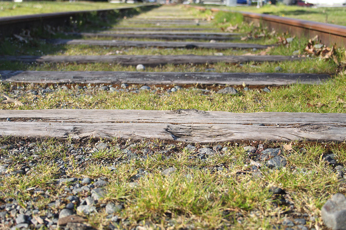 The train tracks in Duncan have been quiet since rail service stopped on the Island Corridor. (Andrea Rondeau/Citizen)
