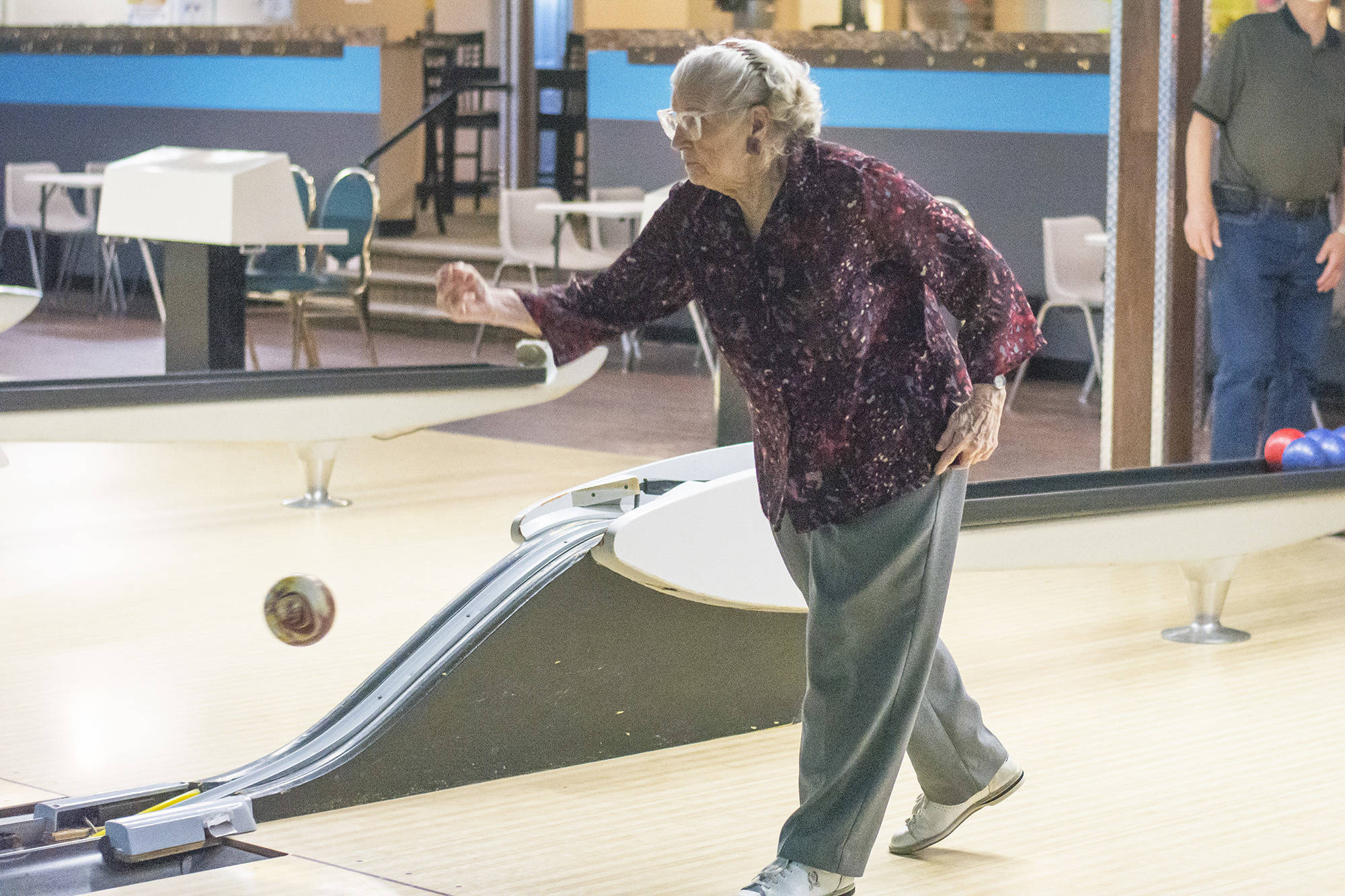 Florence Pineo still bowls in a league at Lakeside Bowling making her one of the oldest bowlers in Western Canada. (Jim Elliot/Salmon Arm Observer)