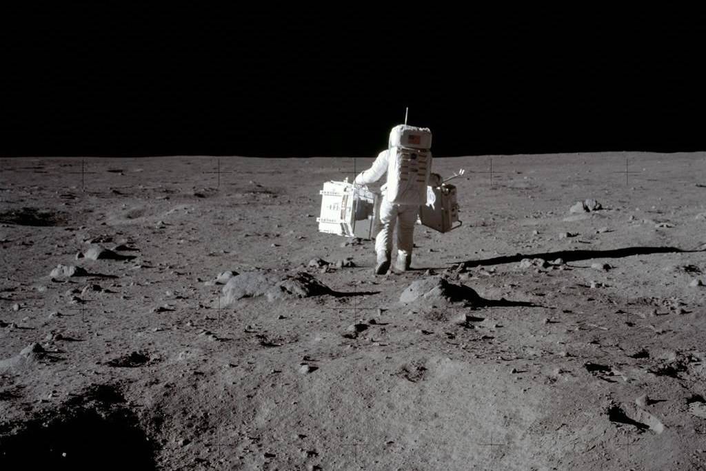 Lunar module pilot Buzz Aldrin carries a seismic experiments package in his left hand and the Laser Ranging Retroreflector to the deployment area on the surface of the moon at Tranquility Base, July 20, 1969. Canada has signed on to the Artemis Accords, a U.S.-led effort to establish global guidelines, based on the 1967 Outer Space Treaty and other agreements. THE CANADIAN PRESS/AP-HO-NASA, Neil Armstrong