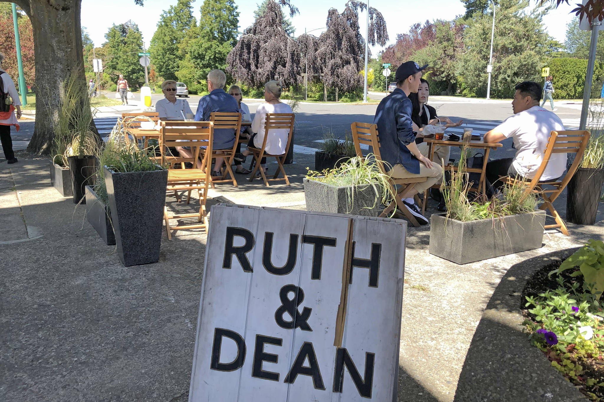 Patrons at Ruth and Dean restaurant in Estevan Village dine on the sidewalk in the summer of 2020. (Black Press Media File Photo)Patrons at Ruth and Dean restaurant in Estevan Village dine on the sidewalk in the summer of 2020. (Black Press Media File Photo)