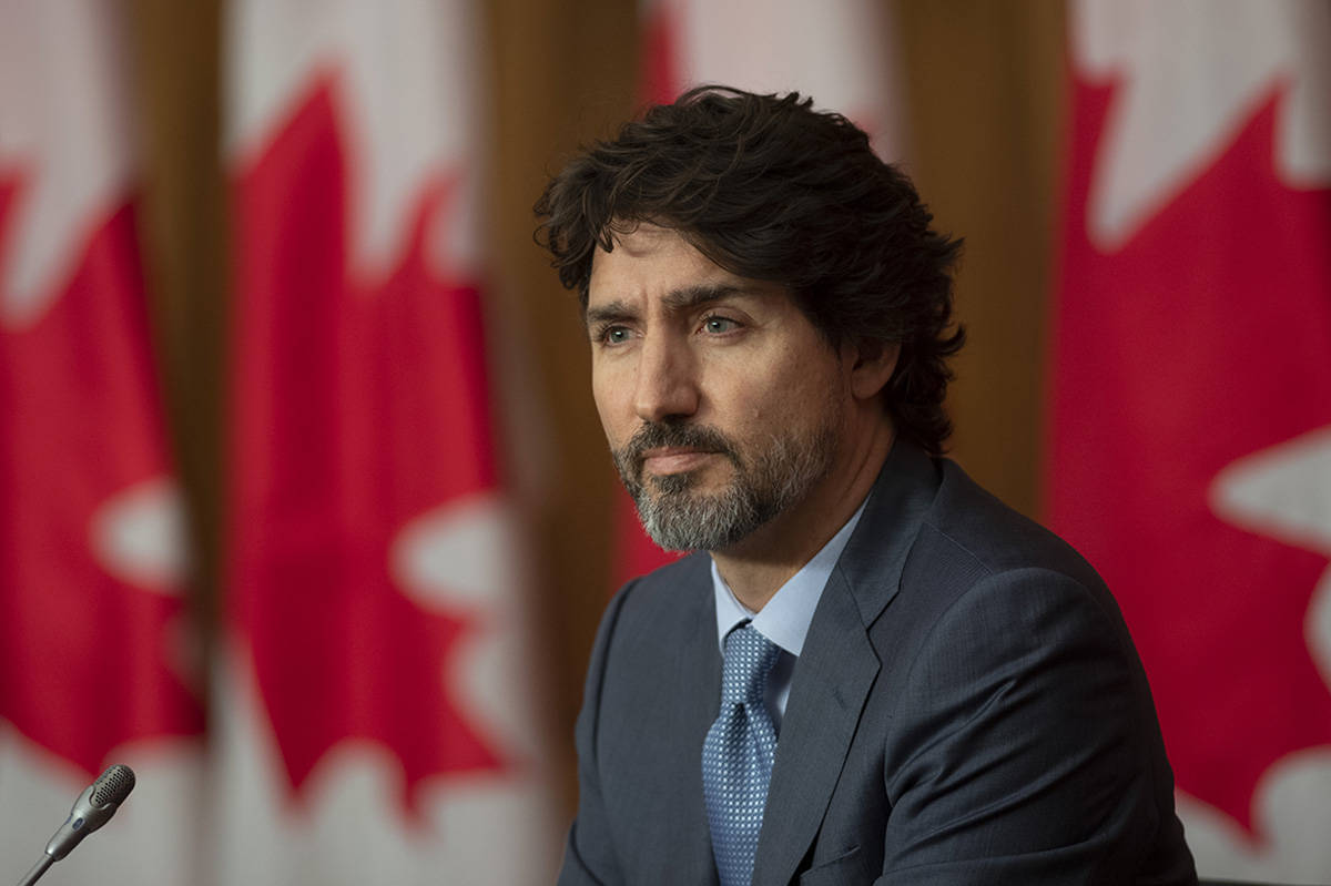 Prime Minister Justin Trudeau is seen during a news conference Tuesday October 20, 2020 in Ottawa. THE CANADIAN PRESS/Adrian Wyld