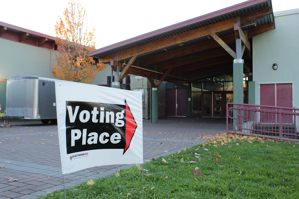 Gordon Head middle school voting station was slow and steady for the provincial election day, Oct. 24, 2020. (Travis Paterson/News Staff)