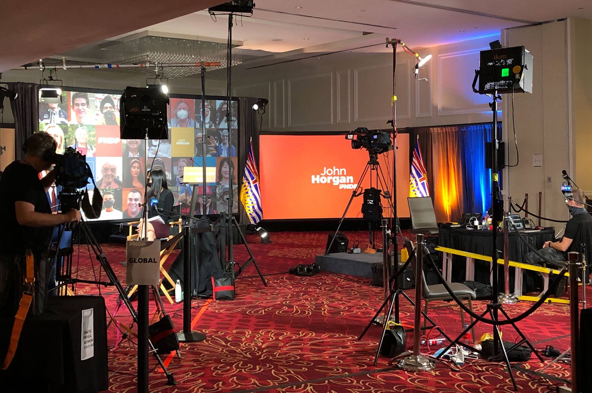 NDP headquarters on election night, Oct. 24, 2020. (Katya Slepian/Black Press Media)