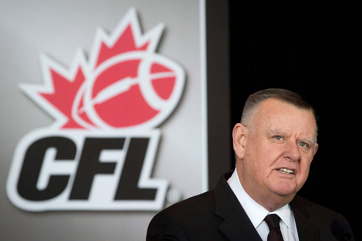 FILE – B.C. Lions and Toronto Argonauts owner, Senator David Braley speaks after the CFL announced Vancouver will host the 2014 Grey Cup championship football game during a news conference in Vancouver, B.C., on Friday March 8, 2013. THE CANADIAN PRESS/Darryl Dyck