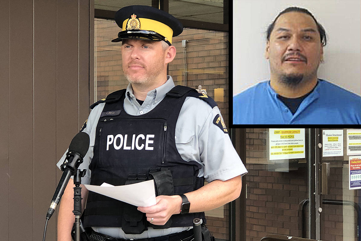 Cpl. Nathan Berze, media officer for the Mission RCMP, giving an update on the investigation at 11:30 a.m., Oct. 30. Patrick Penner photo.