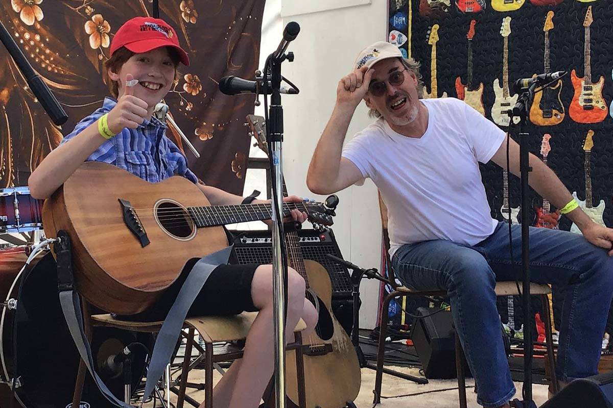 Liam Docherty, left, and Gerry Barnum, right, at the 2019 Texada Blues and Roots Festival on Texada Island. (Submitted photo)