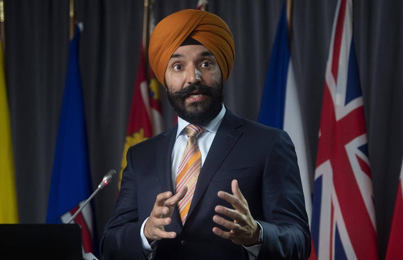 Innovation, Science and Industry Minister Navdeep Bains during a news conference Tuesday, Nov. 17, 2020 in Ottawa. Federal privacy legislation introduced today would require companies to get consent from customers through plain language, not a lengthy legal document, before using their personal data. THE CANADIAN PRESS/Adrian Wyld